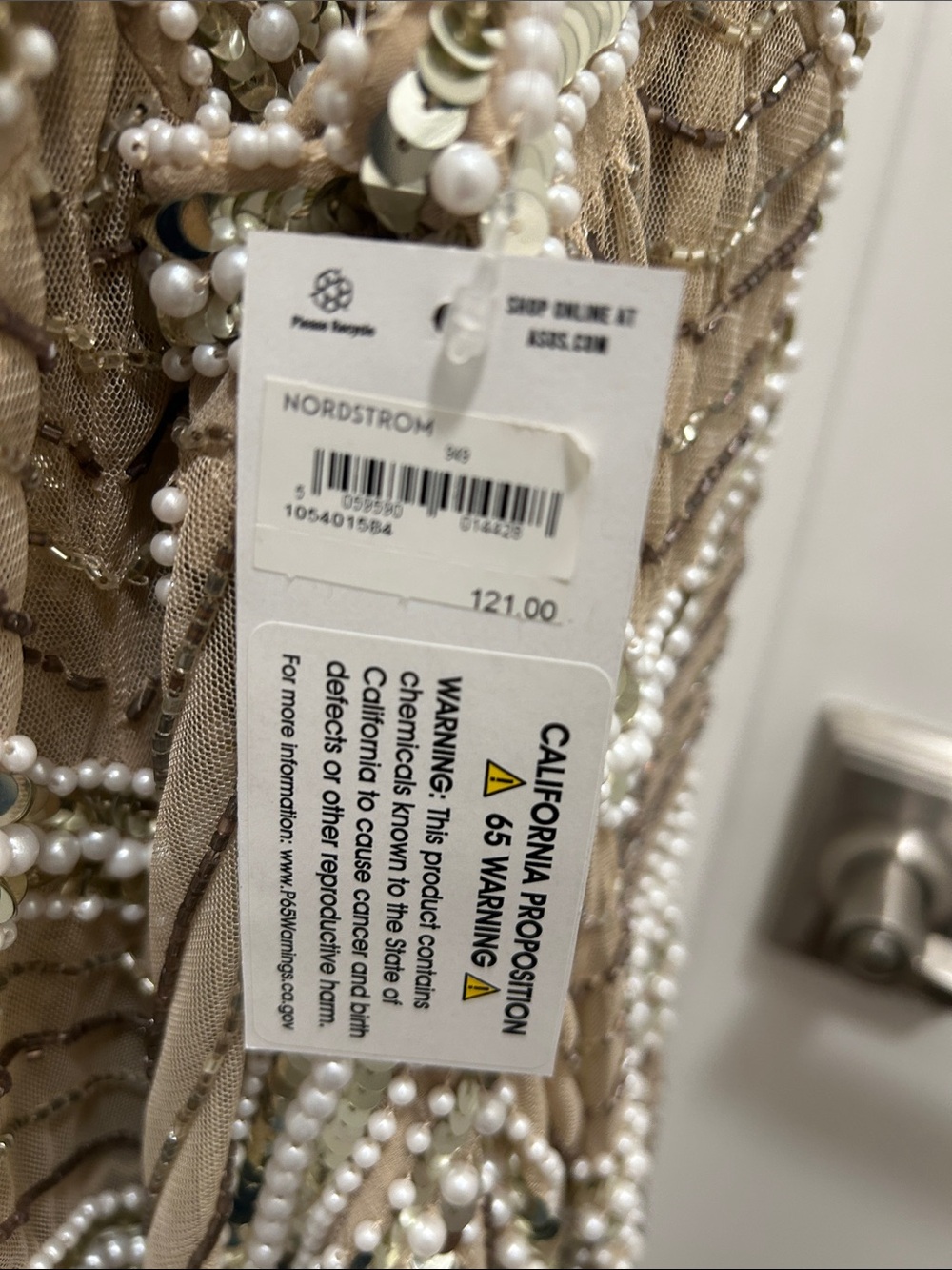 ASOS Beige Beaded Fringe Mini Dress - Picture 2 of 3